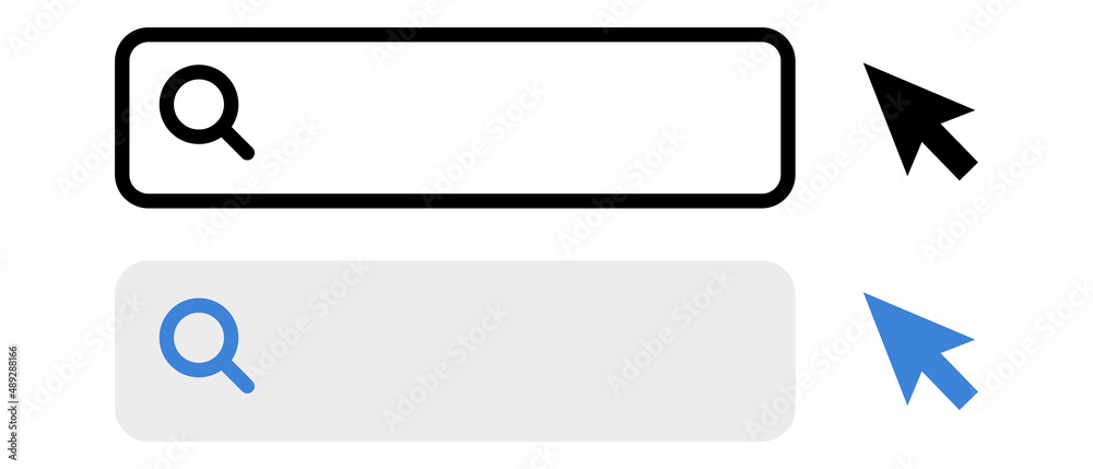 Poster a set of icons for the search bar and mouse cursor. editable vectors.