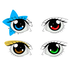 Anime eyes set vector - 489288524