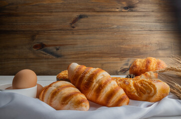 top view of croissant bread background