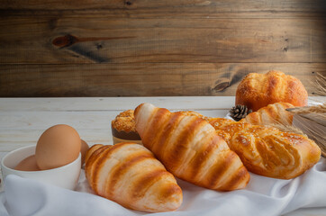 top view of croissant bread background