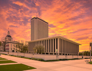 Sunset sky over the Florida State Capitol Building Tallahassee