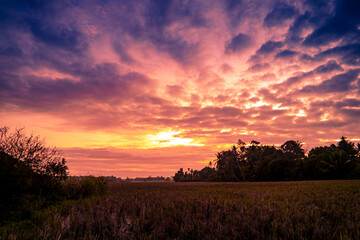 Dramatic sky in the sunset time