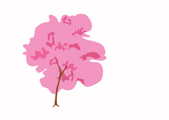 Tree illustration with pink flowers