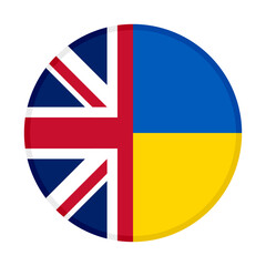 round icon with united kingdom and ukraine flags. vector illustration isolated on white background
