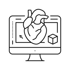 3d in medical line icon vector illustration