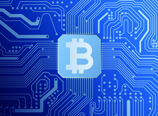 Obraz premium Concept vector of the blue cryptocurrency Bitcoin