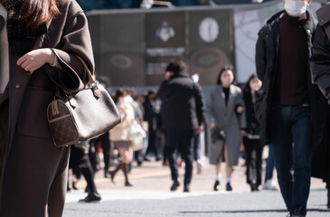 東京　渋谷スクランブル交差点　2022年2月　休日