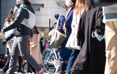 Fototapeta na wymiar 東京　渋谷スクランブル交差点　2022年2月　休日