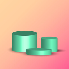 Volumetric cylinders in 3d style. Side view. Vector illustration. stock image. 