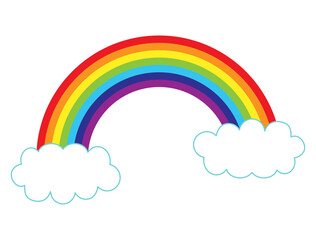 シンプルな虹と雲のイラスト