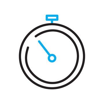 Chronometer in flat style. Arrow icon. Vector illustration. stock image.