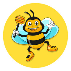 Smilling bee hand drawn vector illustration