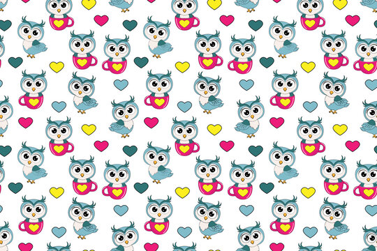 cute owl cartoon pattern