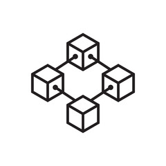 Obraz premium line icon cube blockchain isolated on white background.