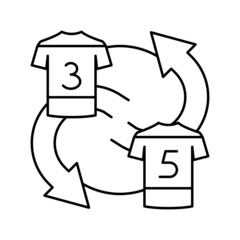 exchange players t-shirt line icon vector illustration