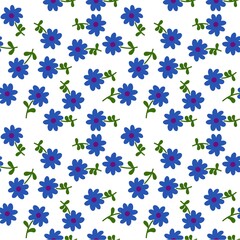 Seamless Pattern of Hand Drawn Flowers on White Background