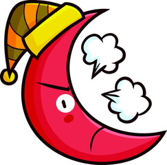 Funny red moon getting angry
