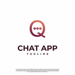 letter Q with bubble speech  logo icon, creative logo on isolated background, chat logo
