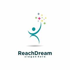 vector simple Reaching Star logo, Kids Dream logo icon template, Reach Dreams logo illustration
