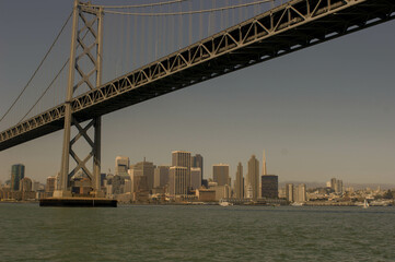 Fototapeta na wymiar The Oakland Bay Bridge with the city of San Francisco in background