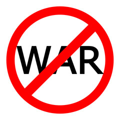 No war sign with red forbidden sign isolated on white background, vector illustration