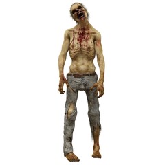 Fototapeta na wymiar Zombie male isolated white background 3d illustration
