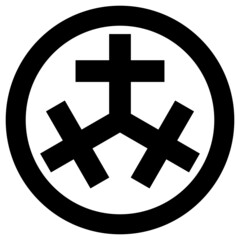 伊集院忠棟の家紋です。丸に三つ十字といいます。