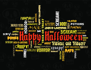 happy halloween and other scary words on a black background