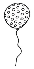 Hand drawn flying balloon illustration isolated on a white background. Birthday party balloon doodle. Holiday clipart.