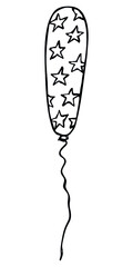 Hand drawn flying balloon illustration isolated on a white background. Birthday party balloon doodle. Holiday clipart.