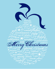 merry christmas and other holiday words in the shape of an ornament