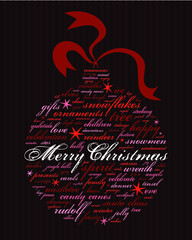 merry christmas and other holiday words in the shape of an ornament