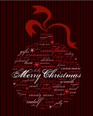 merry christmas and other holiday words in the shape of an ornament