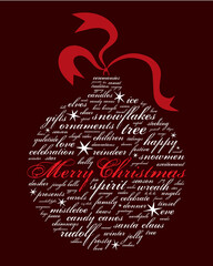 merry christmas and other holiday words in the shape of an ornament