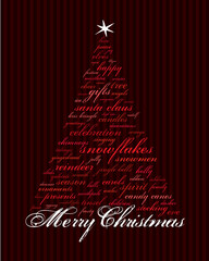 happy holidays and other words in the shape of a christmas tree