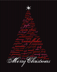 happy holidays and other words in the shape of a christmas tree