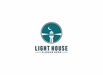 light house logo template vector, icon in white background