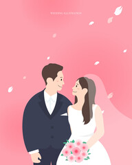 Happy wedding character illustration collection. 