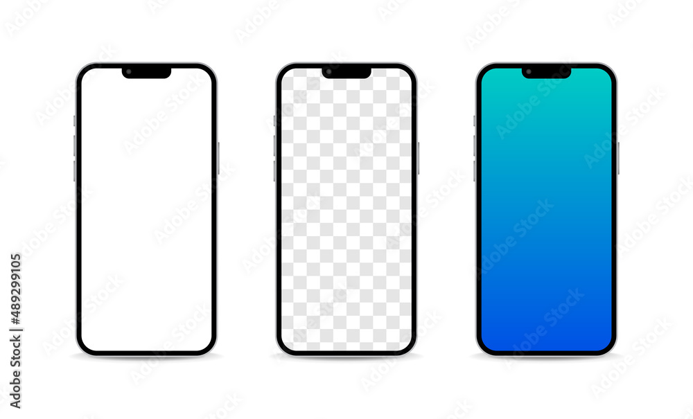 Poster smartphone mobile mockup blank screen isolated on white background. realistic phone device design
