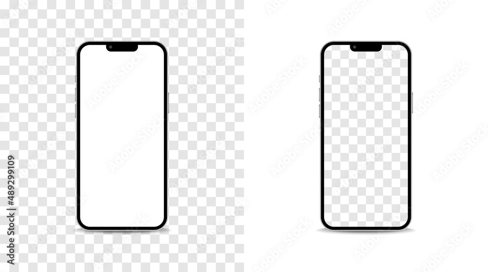 Leinwandbilder realistic smartphone device mockup set. phone with blank display isolated templates.