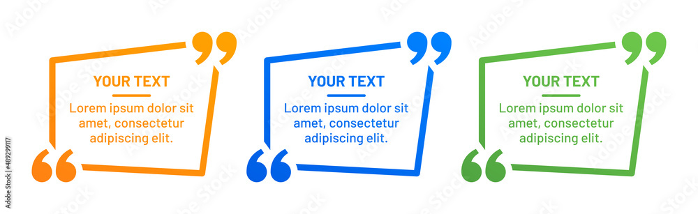 Poster quote box frame template design set. your text banner