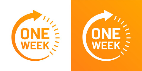 One week countdown icon in graphic design. - obrazy, fototapety, plakaty