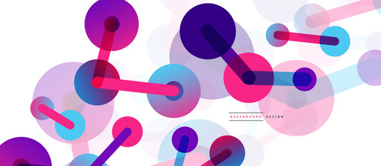 Line points connections geometric abstract background. Circles connected by lines. Trendy techno business template for wallpaper, banner, background or landing