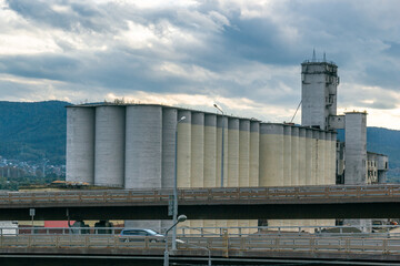 View of the old factory with storage