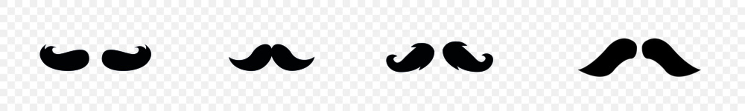 Mustache Icon Set. Black Old style mustaches isolated on transparent background