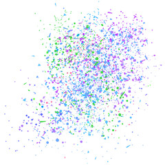 Confetti on isolated white. Texture with falling geometric elements. Abstract background. Pattern for design. Print for polygraphy, banners, flyers and textiles