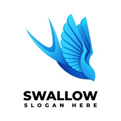 Vector Logo Illustration Swallow Gradient Colorful Style.