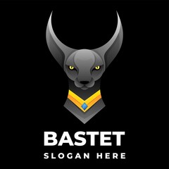 Vector Logo Illustration Bastet Gradient Colorful Style.
