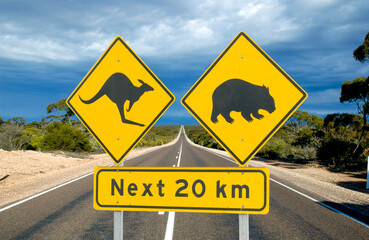The Eyre highway across the Nullarbor plains in South Australia.