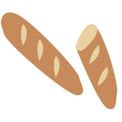 Baguette bread vector illustration in flat color design